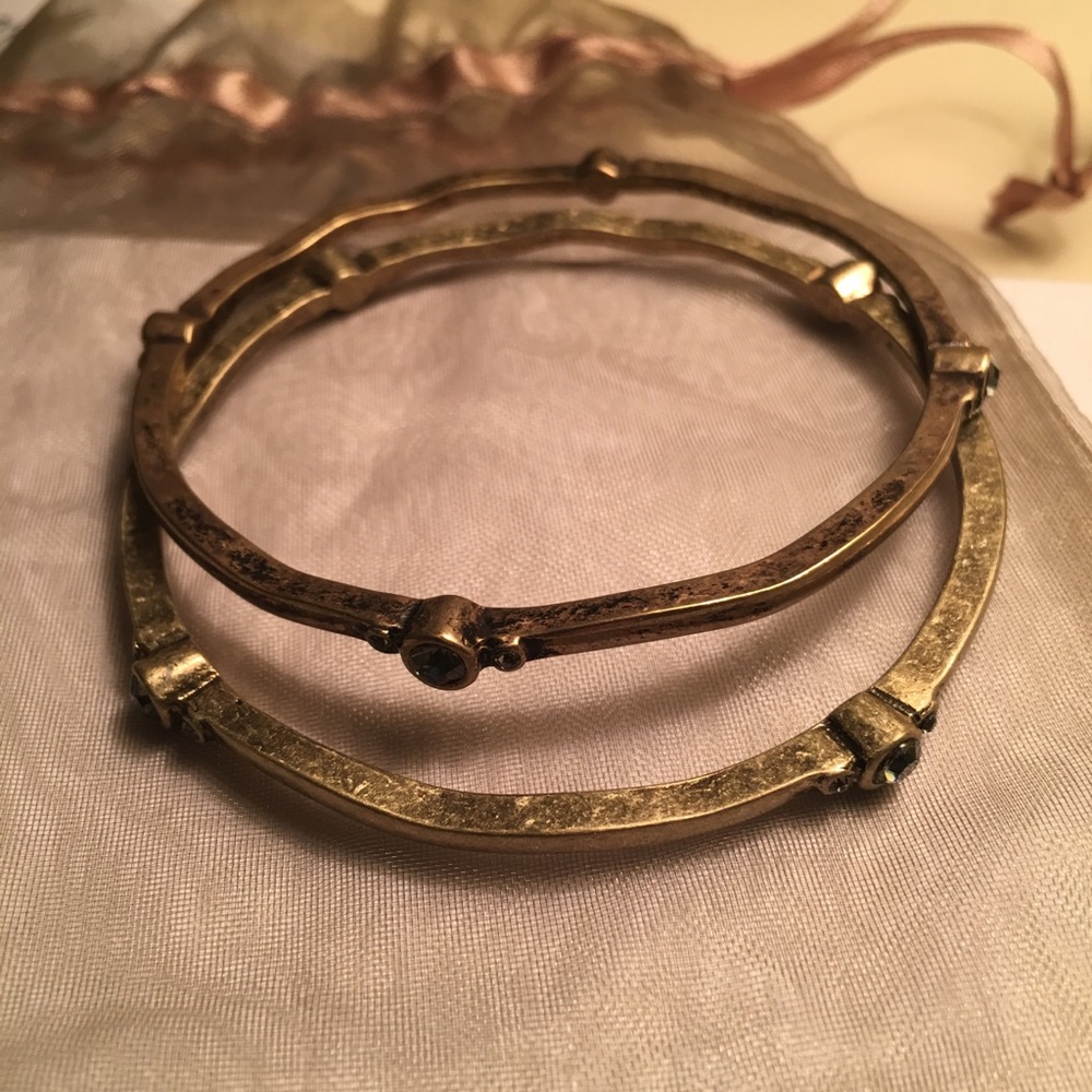 Brass Bracelets w/ Crystals. Super cute, look new!